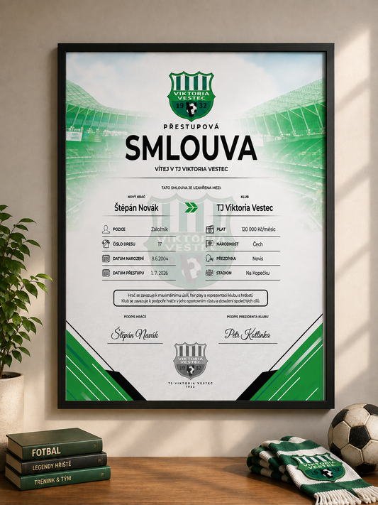 Personalizovaná smlouva 20 x 30 cm