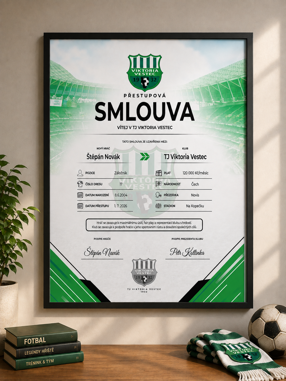 Personalizovaná smlouva 30 x 40 cm